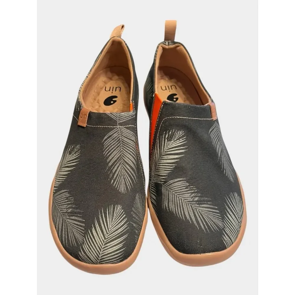 NWOT UIN Palm Print Slip-On Shoes Men's 9.5 Tropical Casual Resort Loafers